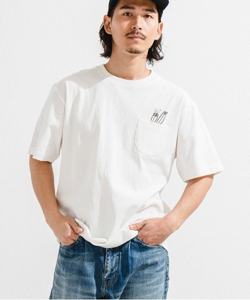 OFFSHORE（オフショア）の「【コラボ商品】OS×U-SKE POCKET TEE/オフショア×ユースケ ポケットティーシャツ（Tシャツ/カットソー・メンズ・ホワイト/ピンク・S/M/L/XL）」の18枚目の写真