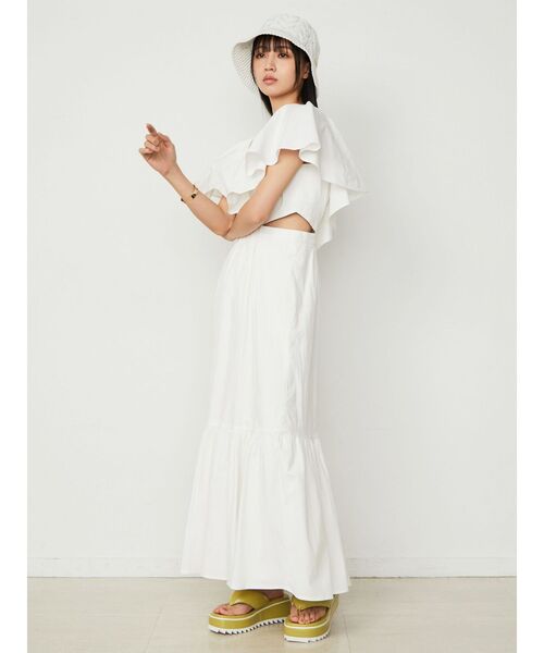 CALNAMUR（カルナムール）の「フリルマキシワンピース（ワンピース・レディース・グリーン/ホワイト・FREE）」の12枚目の写真