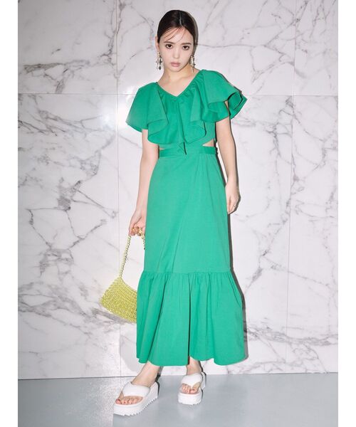 CALNAMUR（カルナムール）の「フリルマキシワンピース（ワンピース・レディース・グリーン/ホワイト・FREE）」の19枚目の写真