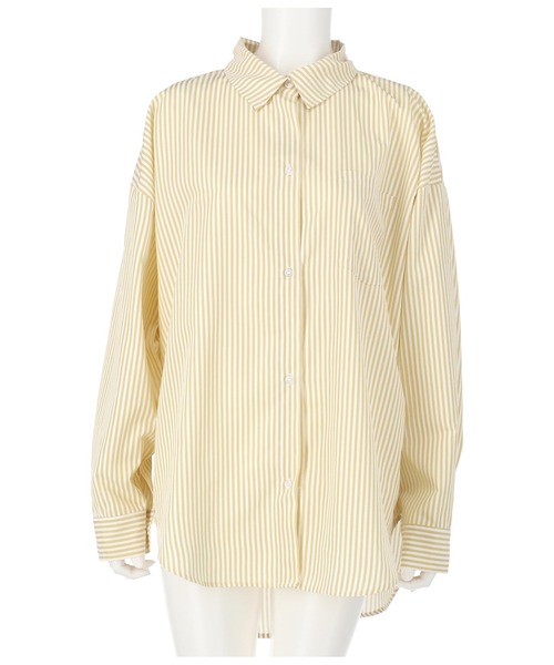 ANAP(アナップ)の「ストライプビッグシャツ(シャツ/ブラウス・レディース・ネイビー/ベージュ/グリーン・FREE)」の4枚目の写真