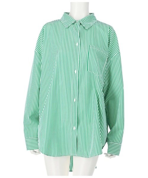 ANAP(アナップ)の「ストライプビッグシャツ(シャツ/ブラウス・レディース・ネイビー/ベージュ/グリーン・FREE)」の5枚目の写真