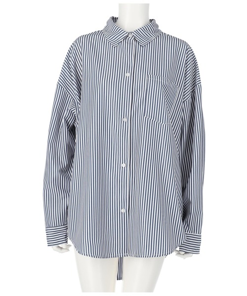 ANAP(アナップ)の「ストライプビッグシャツ(シャツ/ブラウス・レディース・ネイビー/ベージュ/グリーン・FREE)」の6枚目の写真
