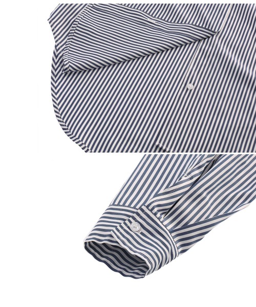 ANAP(アナップ)の「ストライプビッグシャツ(シャツ/ブラウス・レディース・ネイビー/ベージュ/グリーン・FREE)」の8枚目の写真