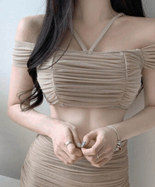 Dalfwin（ダールフィン）の「【２点セット】ギャザーデザインシアービキニ水着（水着・レディース・ブラック・MEDIUM/LARGE）」の14枚目の写真