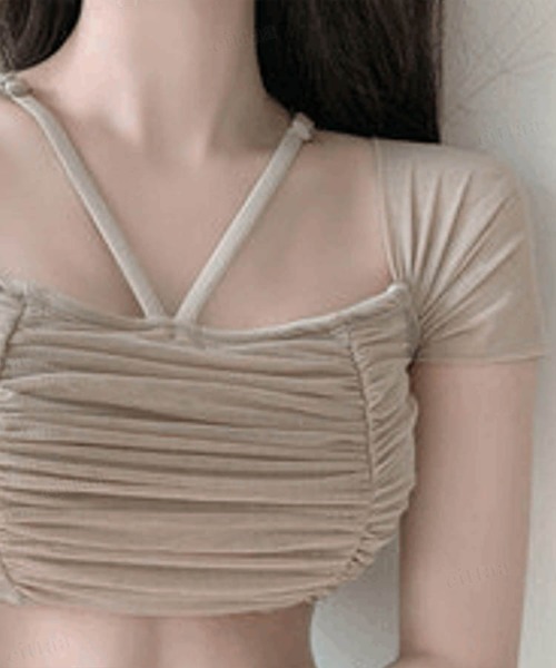 Dalfwin（ダールフィン）の「【２点セット】ギャザーデザインシアービキニ水着（水着・レディース・ブラック・MEDIUM/LARGE）」の16枚目の写真