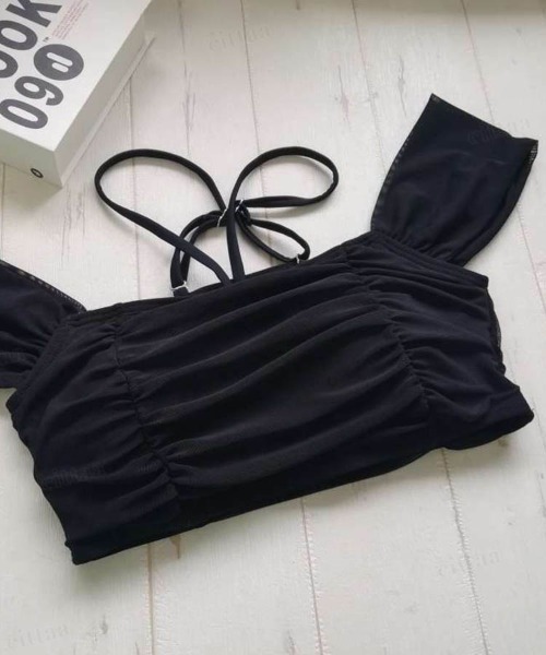 Dalfwin（ダールフィン）の「【２点セット】ギャザーデザインシアービキニ水着（水着・レディース・ブラック・MEDIUM/LARGE）」の19枚目の写真