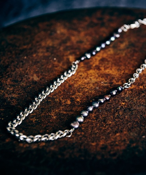 Black Pearl Chain Necklace / ブラックパールチェーンネックレス