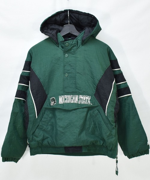 STARTER(スターター)の「【ヴィンテージ古着】90’s STARTER / スターター ”MICHIGAN STATE” 中綿入り アノラック ナイロンジャケット(ナイロンジャケット・メンズ・グリーン・LARGE)」の8枚目の写真