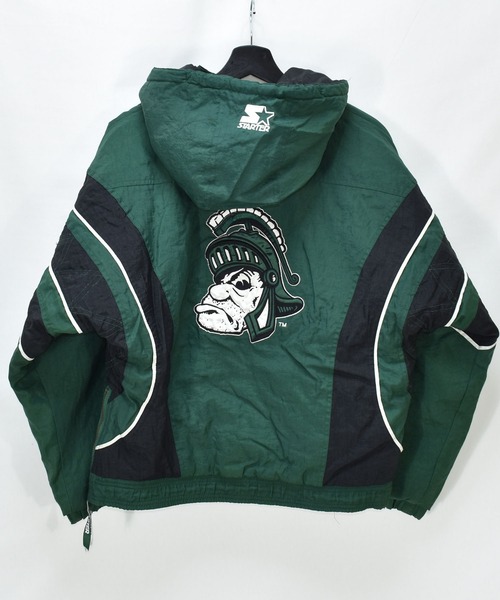 STARTER(スターター)の「【ヴィンテージ古着】90’s STARTER / スターター ”MICHIGAN STATE” 中綿入り アノラック ナイロンジャケット(ナイロンジャケット・メンズ・グリーン・LARGE)」の2枚目の写真