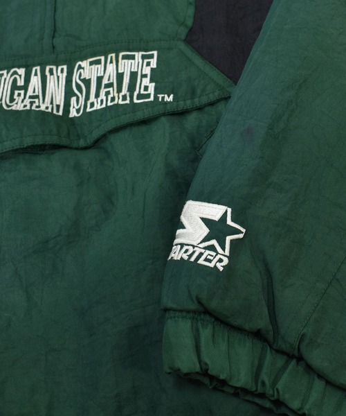 STARTER(スターター)の「【ヴィンテージ古着】90’s STARTER / スターター ”MICHIGAN STATE” 中綿入り アノラック ナイロンジャケット(ナイロンジャケット・メンズ・グリーン・LARGE)」の6枚目の写真