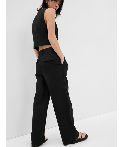 GAP（ギャップ）の「コットンリネン プリーツパンツ（その他パンツ・レディース・ピンク/ブラック/オフホワイト/グリーン・4/00/8/10/0/000/6/2）」の7枚目の写真