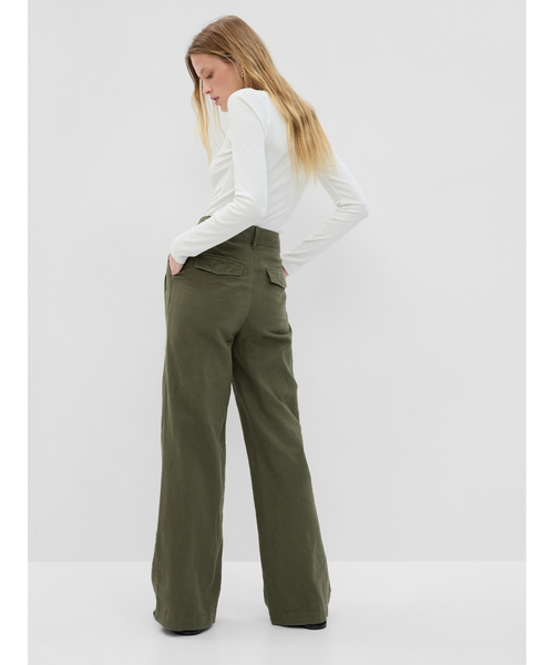 GAP（ギャップ）の「コットンリネン プリーツパンツ（その他パンツ・レディース・ピンク/ブラック/オフホワイト/グリーン・4/00/8/10/0/000/6/2）」の8枚目の写真