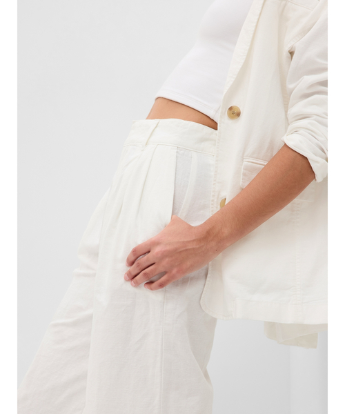 GAP（ギャップ）の「コットンリネン プリーツパンツ（その他パンツ・レディース・ピンク/ブラック/オフホワイト/グリーン・4/00/8/10/0/000/6/2）」の12枚目の写真