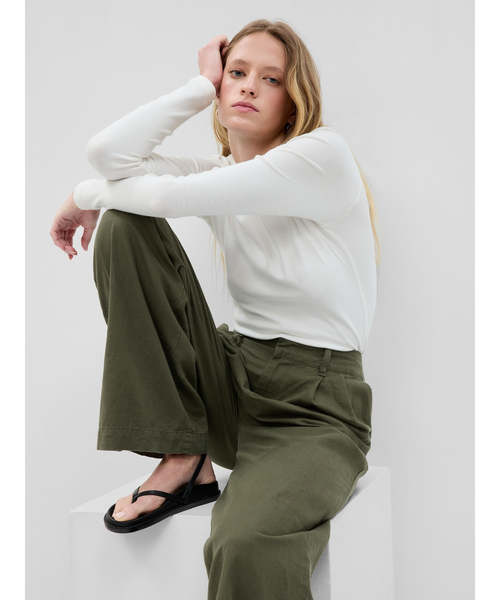 GAP（ギャップ）の「コットンリネン プリーツパンツ（その他パンツ・レディース・ピンク/ブラック/オフホワイト/グリーン・4/00/8/10/0/000/6/2）」の14枚目の写真