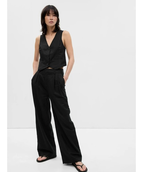 GAP（ギャップ）の「コットンリネン プリーツパンツ（その他パンツ・レディース・ピンク/ブラック/オフホワイト/グリーン・4/00/8/10/0/000/6/2）」の3枚目の写真