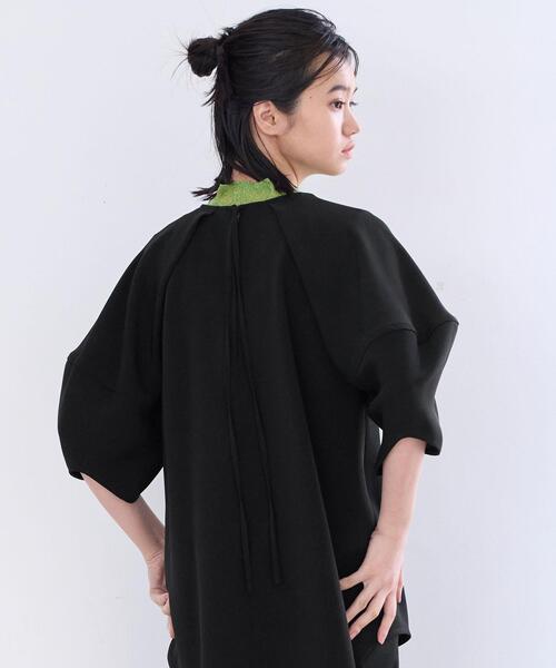 手洗い可】タフタカラーダブルクロスオーバーブラウス|LANVIN en