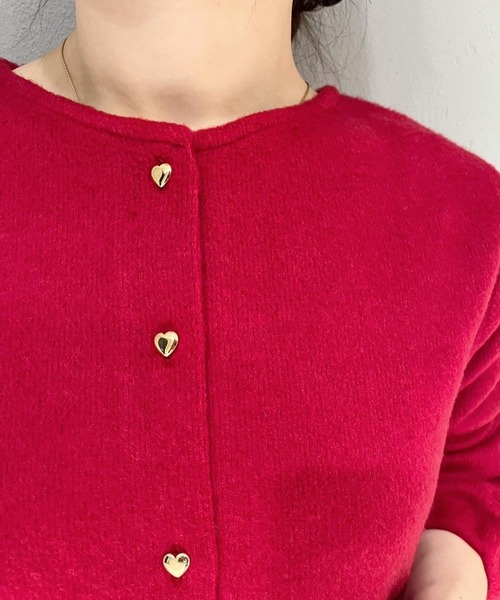 flower（フラワー）の「ハートボタンカーディガン（カーディガン/ボレロ・レディース・グレー/ホワイト/レッド/ブラック・FREE）」の7枚目の写真