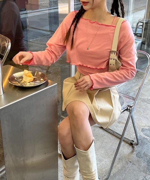 by muni:r（バイ ムニール）の「ローライズプリーツスカート（スカート・レディース・ブラック/ベージュ・MEDIUM/SMALL）」の15枚目の写真