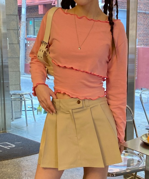 by muni:r（バイ ムニール）の「ローライズプリーツスカート（スカート・レディース・ブラック/ベージュ・MEDIUM/SMALL）」の21枚目の写真