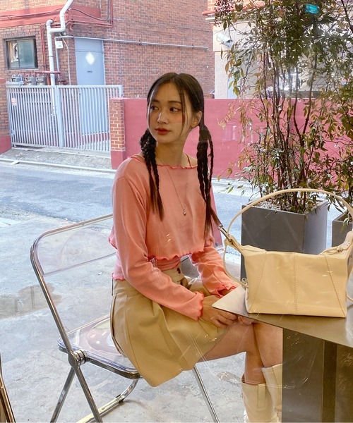 by muni:r（バイ ムニール）の「ローライズプリーツスカート（スカート・レディース・ブラック/ベージュ・MEDIUM/SMALL）」の7枚目の写真