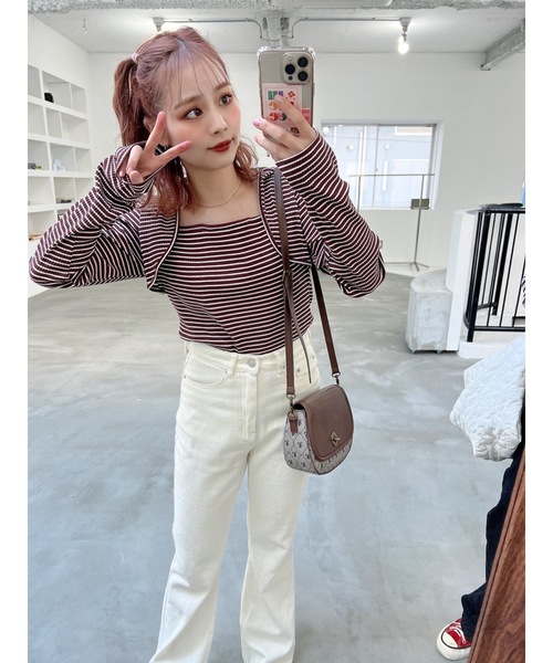 JUMELLE（ジュメロ）の「ボレロデザインプルオーバー（Tシャツ/カットソー・レディース・ホワイト/ブラウン・MEDIUM）」の22枚目の写真