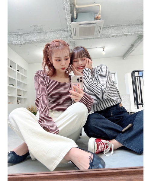 JUMELLE（ジュメロ）の「ボレロデザインプルオーバー（Tシャツ/カットソー・レディース・ホワイト/ブラウン・MEDIUM）」の4枚目の写真