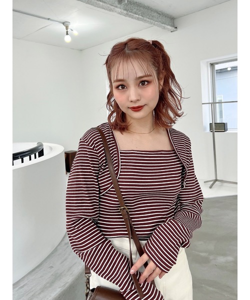 JUMELLE（ジュメロ）の「ボレロデザインプルオーバー（Tシャツ/カットソー・レディース・ホワイト/ブラウン・MEDIUM）」の6枚目の写真