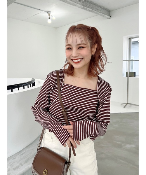 JUMELLE（ジュメロ）の「ボレロデザインプルオーバー（Tシャツ/カットソー・レディース・ホワイト/ブラウン・MEDIUM）」の12枚目の写真