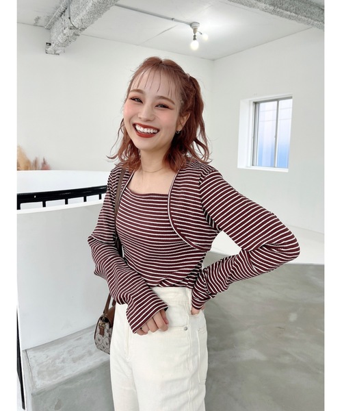 JUMELLE（ジュメロ）の「ボレロデザインプルオーバー（Tシャツ/カットソー・レディース・ホワイト/ブラウン・MEDIUM）」の13枚目の写真