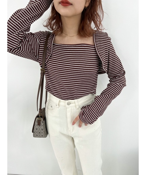 JUMELLE（ジュメロ）の「ボレロデザインプルオーバー（Tシャツ/カットソー・レディース・ホワイト/ブラウン・MEDIUM）」の16枚目の写真