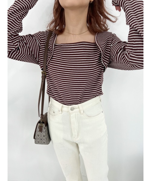 JUMELLE（ジュメロ）の「ボレロデザインプルオーバー（Tシャツ/カットソー・レディース・ホワイト/ブラウン・MEDIUM）」の17枚目の写真