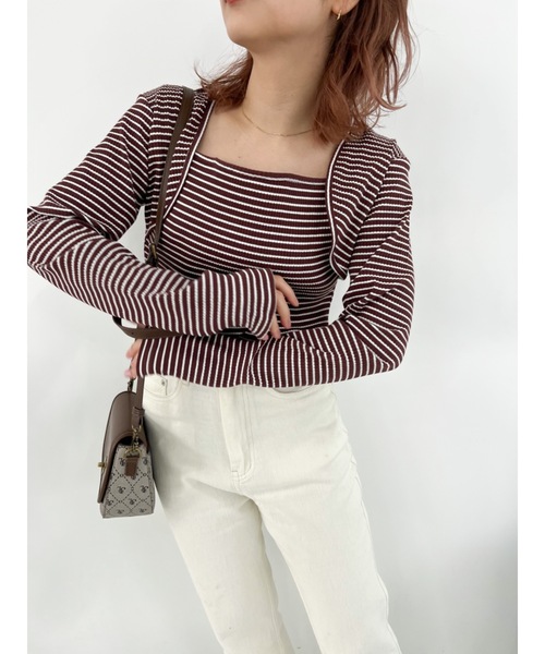 JUMELLE（ジュメロ）の「ボレロデザインプルオーバー（Tシャツ/カットソー・レディース・ホワイト/ブラウン・MEDIUM）」の18枚目の写真