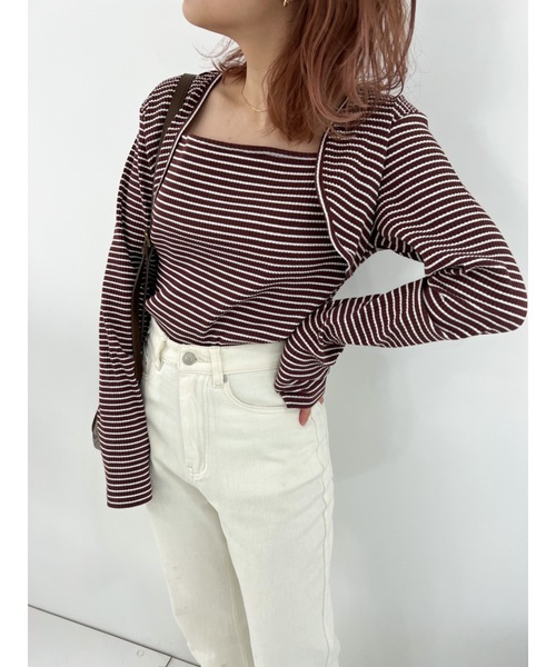 JUMELLE（ジュメロ）の「ボレロデザインプルオーバー（Tシャツ/カットソー・レディース・ホワイト/ブラウン・MEDIUM）」の19枚目の写真