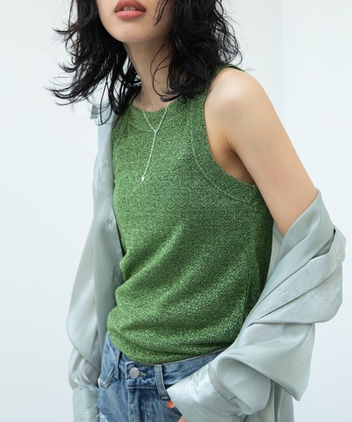 VACANCY(ヴァカンシー)の「アメスリラメインナー(Tシャツ/カットソー・レディース・シルバー/ブルー/グリーン/ブラック・FREE)」の3枚目の写真