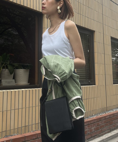 audrey and john wad(オードリーアンドジョンワッド)の「シルケットフライスタンクトップ≪UVカット≫ -手洗い可-(タンクトップ・レディース・オレンジ/ホワイト/ライトブルー/ライトイエロー・FREE)」の2枚目の写真