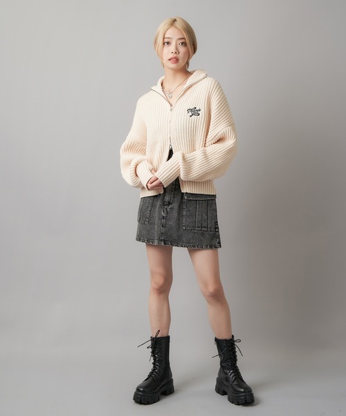 SPINNS（スピンズ）の「カーゴミニスカート（スカート・レディース・ブラック系/サックスブルー系/ブラック/カーキ/カモフラージュ・ONESIZE）」の6枚目の写真