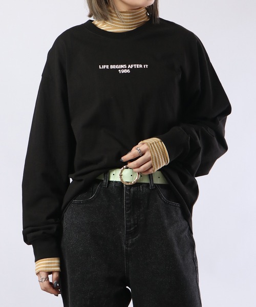 spiritoso（スピリトーゾ）の「spiritoso シンプル発砲プリントロンT 長袖（Tシャツ/カットソー・レディース・ブラック/ピンク/オフホワイト・F）」の16枚目の写真