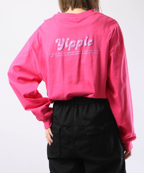 spiritoso（スピリトーゾ）の「spiritoso シンプル発砲プリントロンT 長袖（Tシャツ/カットソー・レディース・ブラック/ピンク/オフホワイト・F）」の5枚目の写真