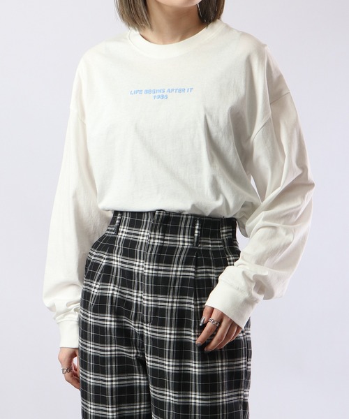 spiritoso（スピリトーゾ）の「spiritoso シンプル発砲プリントロンT 長袖（Tシャツ/カットソー・レディース・ブラック/ピンク/オフホワイト・F）」の22枚目の写真