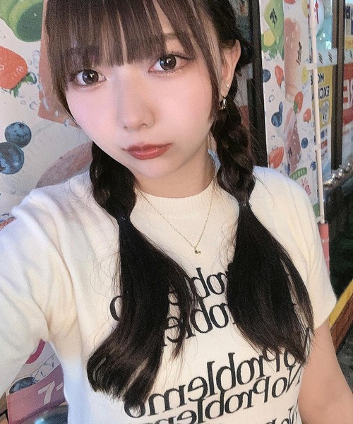 Chick(チック)の「ミッドスリーブ ラウンドネック レターニット(Tシャツ/カットソー・レディース・ホワイト/ブラック/グレー/アイボリー・FREE)」の8枚目の写真