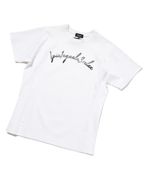 MEN'S BIGI（メンズビギ）の「【1PIU1UGUALE3 RELAX】シルケットポンチアーチロゴTシャツ（Tシャツ/カットソー・メンズ・ホワイト/ブラック・01/02/03）」の8枚目の写真