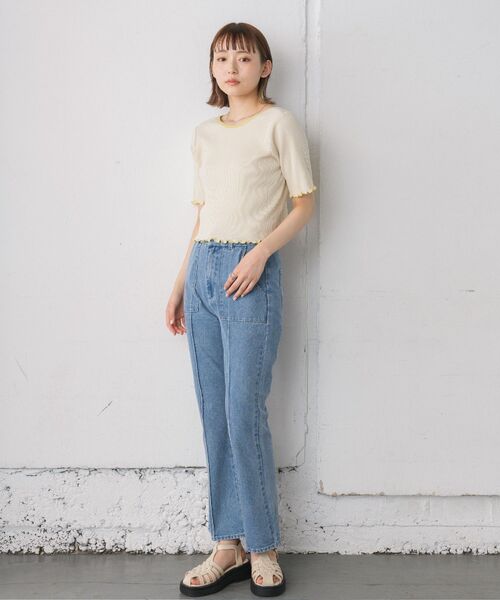 RETRO GIRL(レトロガール)の「テレコカットカーデ(Tシャツ/カットソー・レディース・イエロー/ブルー/ホワイト/ブラック系その他3・FREE)」の7枚目の写真