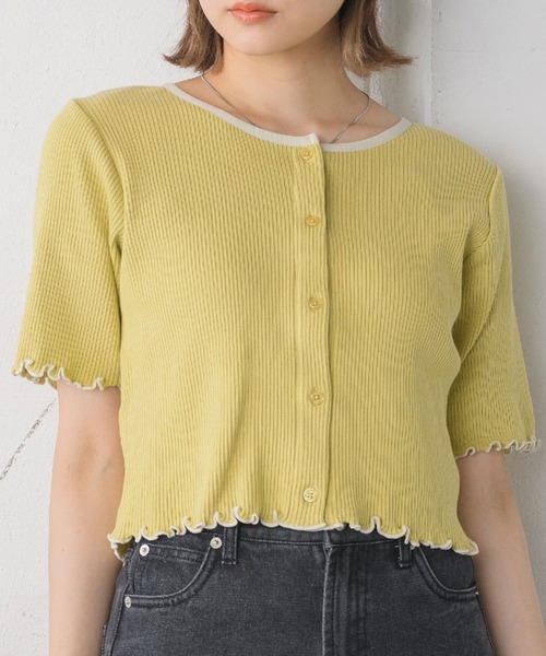 RETRO GIRL(レトロガール)の「テレコカットカーデ(Tシャツ/カットソー・レディース・イエロー/ブルー/ホワイト/ブラック系その他3・FREE)」の4枚目の写真