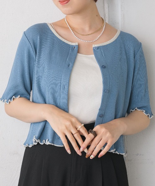 RETRO GIRL(レトロガール)の「テレコカットカーデ(Tシャツ/カットソー・レディース・イエロー/ブルー/ホワイト/ブラック系その他3・FREE)」の3枚目の写真