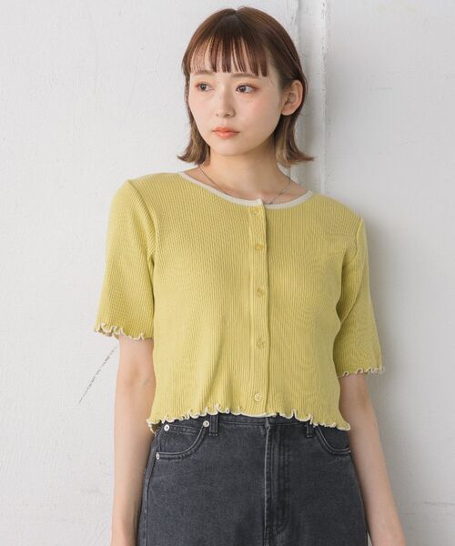 RETRO GIRL(レトロガール)の「テレコカットカーデ(Tシャツ/カットソー・レディース・イエロー/ブルー/ホワイト/ブラック系その他3・FREE)」の6枚目の写真