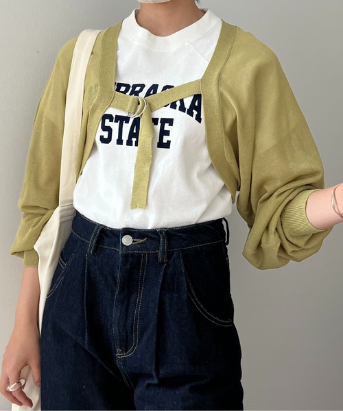 CPCM(シーピーシーエム)の「麻タッチシアーニットボレロカーディガン(カーディガン/ボレロ・レディース・ブラック/グリーン系その他/オレンジ・FREE)」の16枚目の写真
