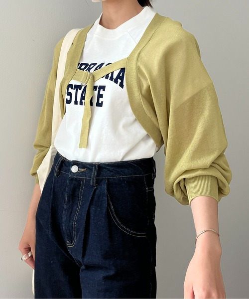 CPCM(シーピーシーエム)の「麻タッチシアーニットボレロカーディガン(カーディガン/ボレロ・レディース・ブラック/グリーン系その他/オレンジ・FREE)」の18枚目の写真