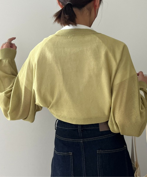 CPCM(シーピーシーエム)の「麻タッチシアーニットボレロカーディガン(カーディガン/ボレロ・レディース・ブラック/グリーン系その他/オレンジ・FREE)」の7枚目の写真