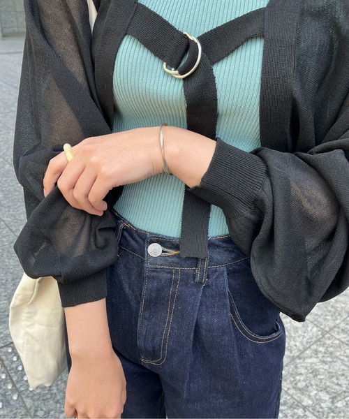 CPCM(シーピーシーエム)の「麻タッチシアーニットボレロカーディガン(カーディガン/ボレロ・レディース・ブラック/グリーン系その他/オレンジ・FREE)」の9枚目の写真