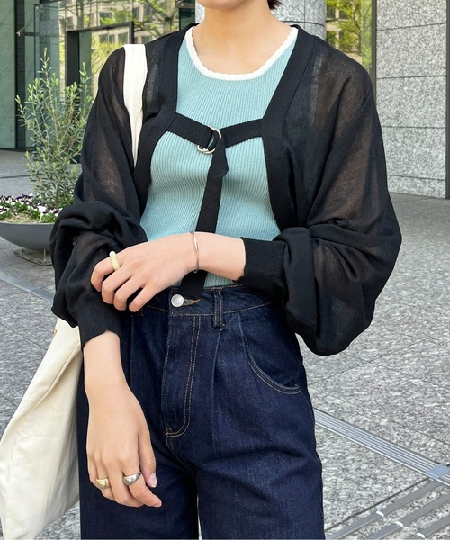 CPCM(シーピーシーエム)の「麻タッチシアーニットボレロカーディガン(カーディガン/ボレロ・レディース・ブラック/グリーン系その他/オレンジ・FREE)」の11枚目の写真
